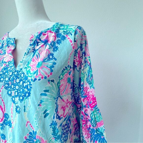 Lilly Pulitzer Ginger Top Floral Green V Neck SZ XXS NWOT - Picture 5 of 13